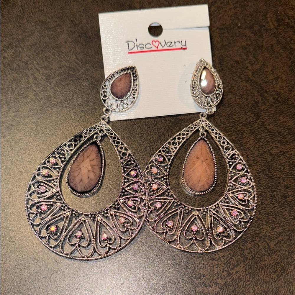 Discovery Silver and Purple Filigree Earrings